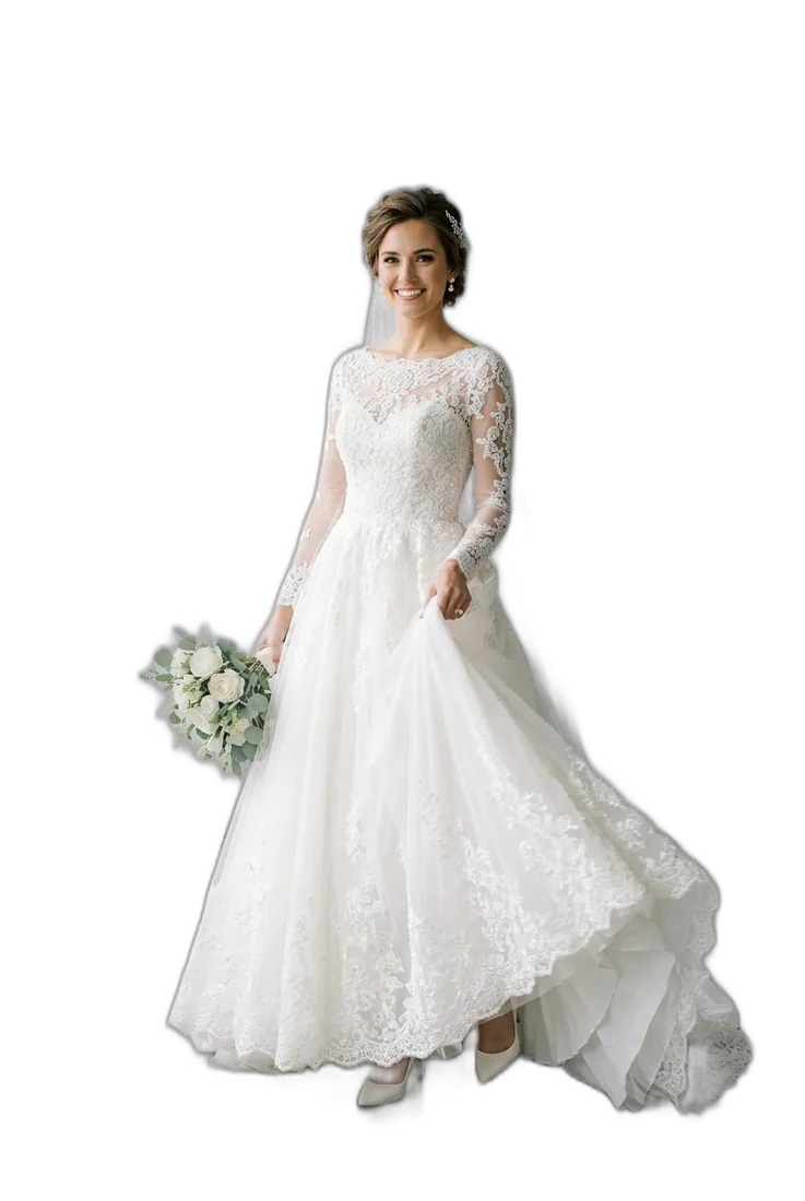 Wedding gown on model